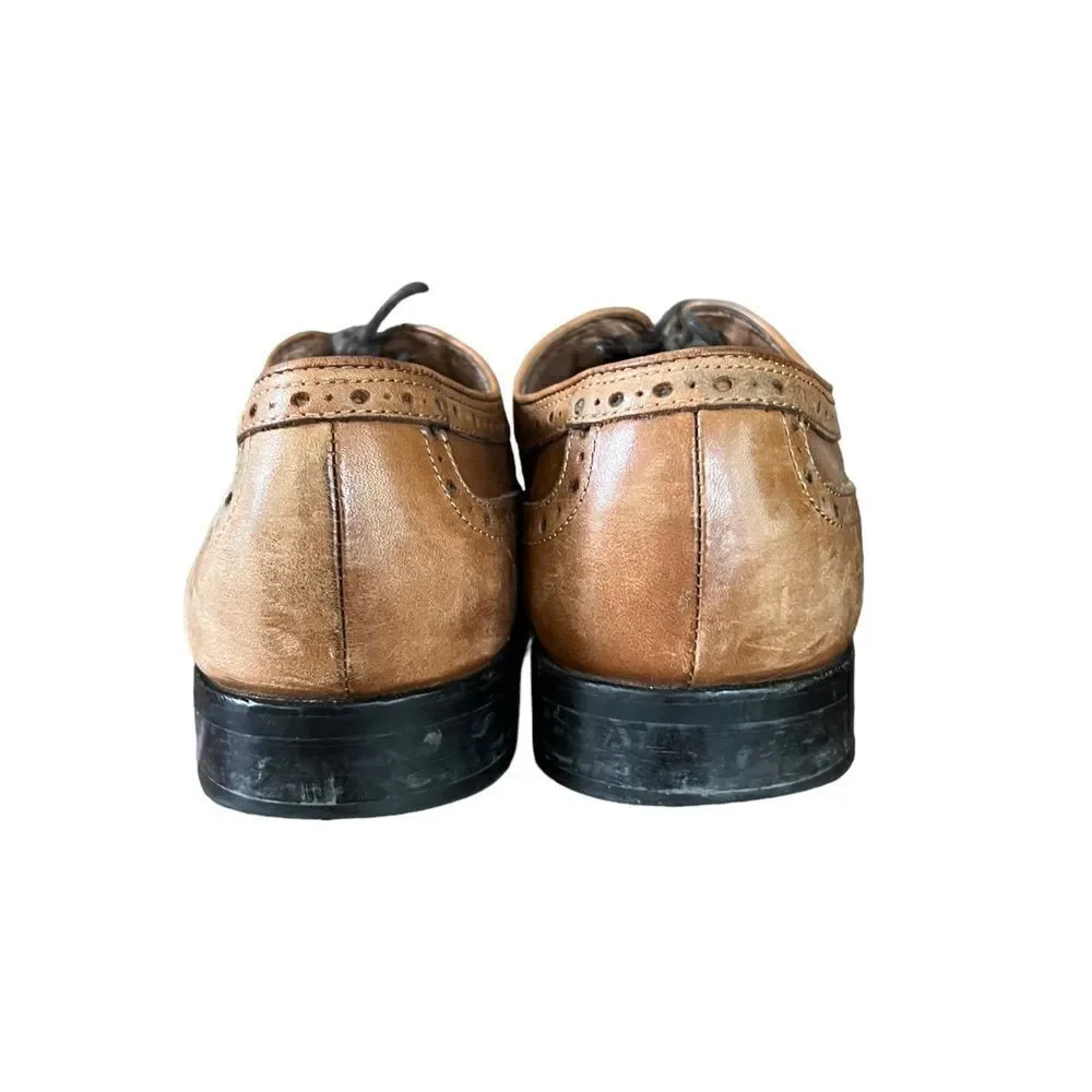 Johnston & Murphy Brown Leather Wingtip Oxford Dress Shoes Men's Size 9‎